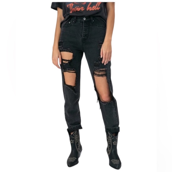 Adika🦎Distressed Black Jeans🌵 - Picture 1 of 7